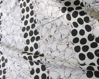 Polka Penguins (Sold by the Yard): Cotton Canvas by Kobayashi (Made in Japan)