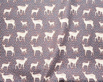 Rain & Deer (Sold by the Yard): C/L Canvas by Kokka (Made in Japan)