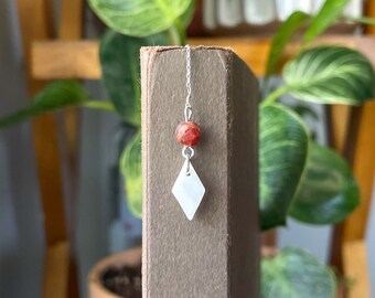 Pearl Gemstone Bookmark, Red Flower Agate Silver Bookmark, Crystal Gemstone Bookmark Chain, Book Lover Gifts