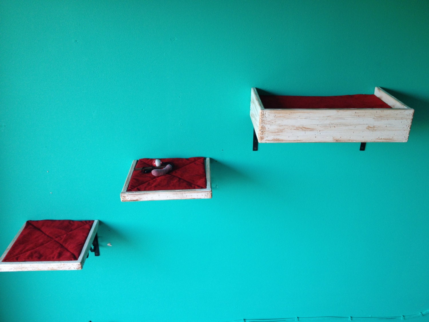 Set of Three Two Cat Shelves One Cat Bed Cat Wall Bed Etsy