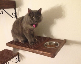 Set of Three | One Cat Feeding Shelf | One Cat Bed | One Cat Shelf | Cat Perches | Cat Shelves