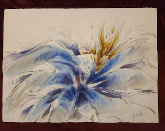 Landscape Flower, original watercolor, 1979