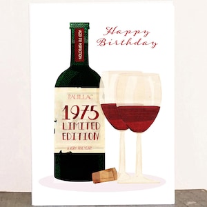 Biglietto di auguri per il 50° compleanno - Vino rosso 1975
