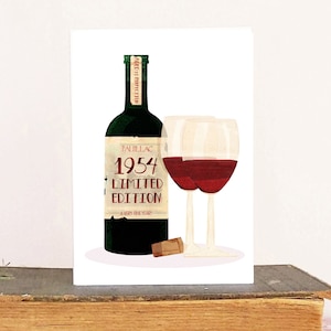 70th Birthday Card for Man or Women - 1954 Red Wine