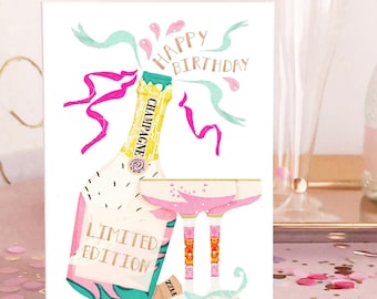 Birthday card for women - Champagne Birthday