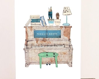 Piano Themed Greetings Card - Blank inside for all occasions