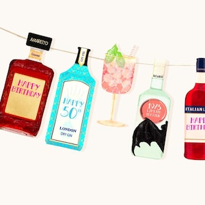 50th Birthday Decorations - Personalised party banner - Custom selection of bottles
