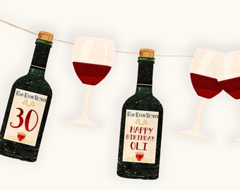 30th Birthday Decoration - Wine Birthday Banner