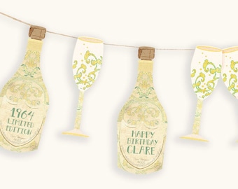 60th Birthday Decorations for Women - Vintage Champagne Banner