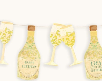 Decorações de 60º aniversário para mulheres - Faixa de champanhe vintage