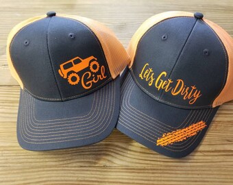 Let's Get Dirty Neon Orange Mesh Back Hat