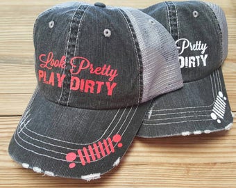 Look Pretty, Play Dirty Hat White Graphics