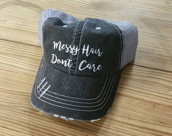 Messy Hair, Dont Care Adult Hats