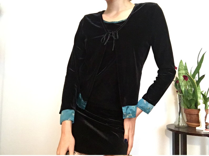 SALE Velvet Asian Top silky limited too cardigan blouse xs