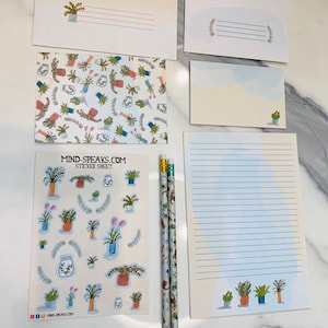 Juego de papelería suculenta