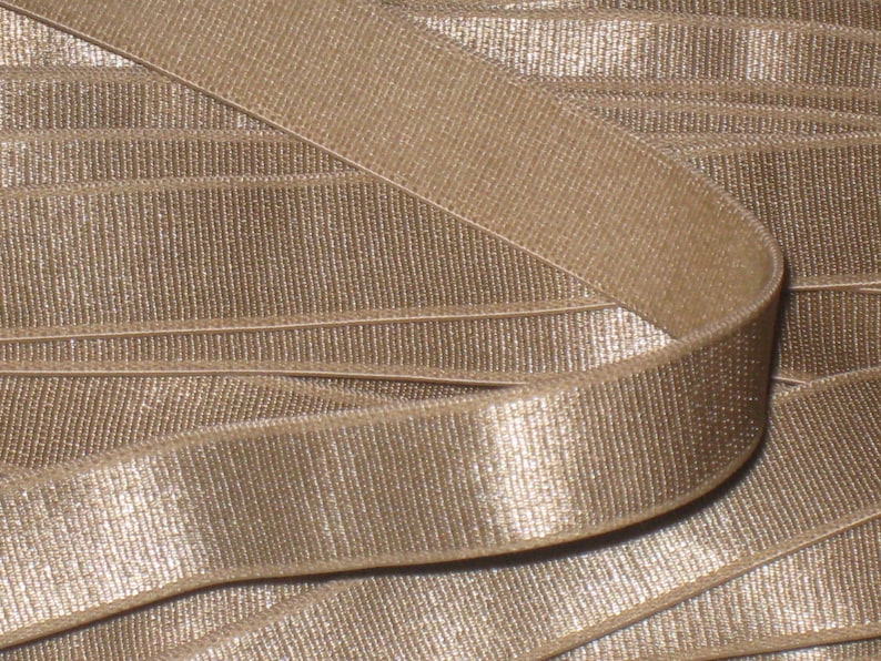 6 yards 12 width light bronze gold color heavy duty elastic band trim satin stretch elastic band for your fashion design decorative