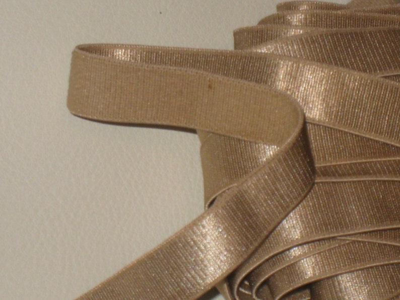 6 yards 12 width light bronze gold color heavy duty elastic band trim satin stretch elastic band for your fashion design decorative