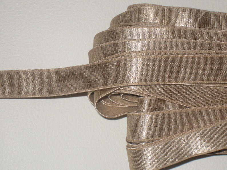 6 yards 12 width light bronze gold color heavy duty elastic band trim satin stretch elastic band for your fashion design decorative