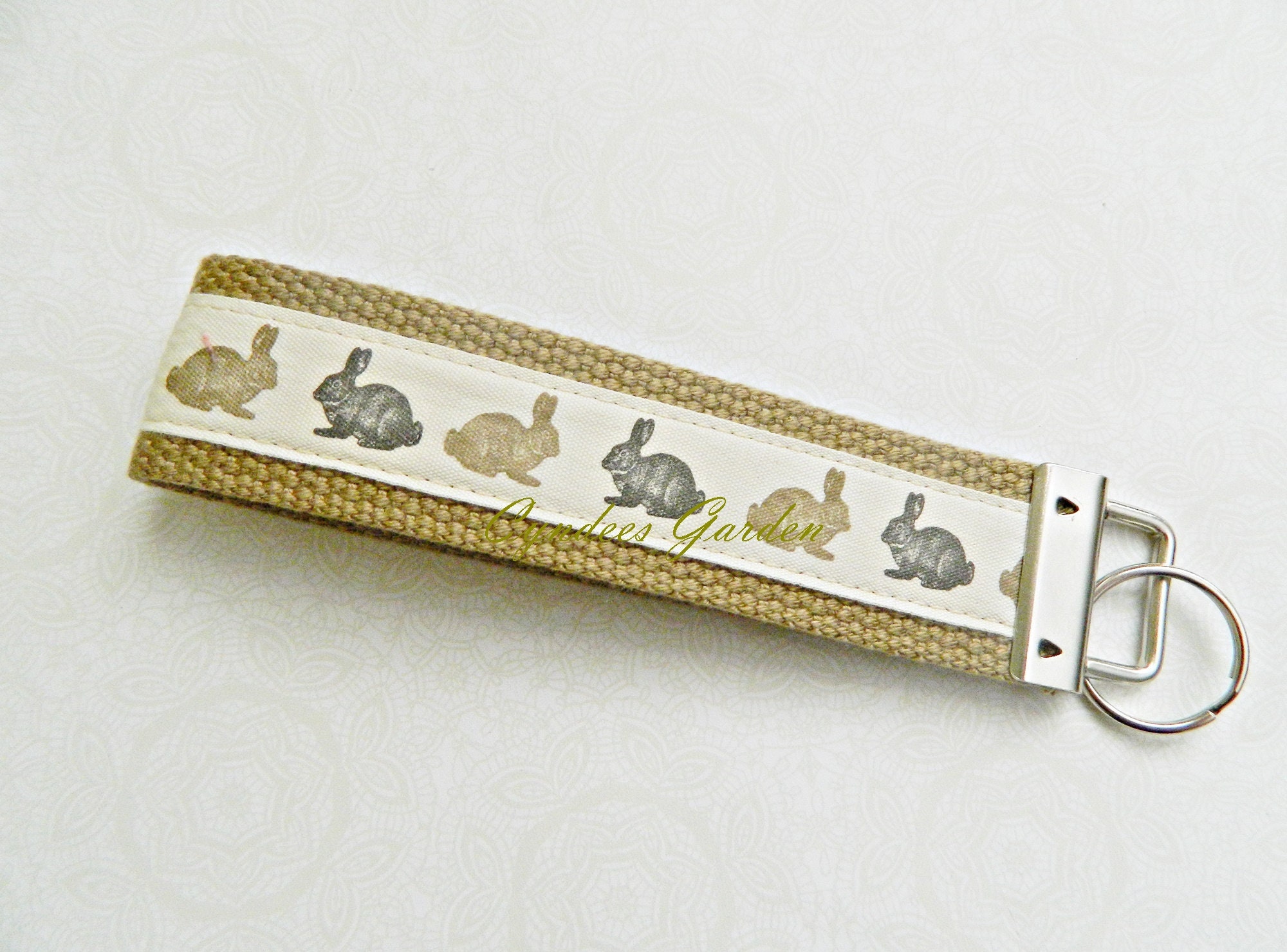 Bunny Rabbit Wristlet - Key Chain - Fob - Holder - Strap - Ring ...