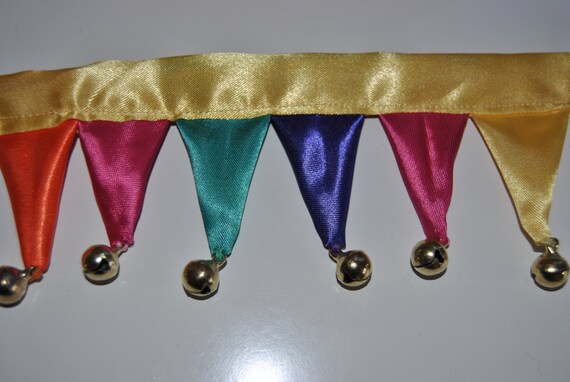 Colourful Carnival Satin Jester Bracelet With Jingle Bells