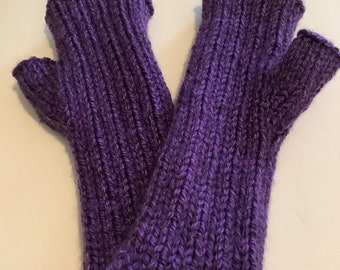 Fingerless mitts in a colorful, soft, easy-care heathered acrylic for adults to teens