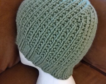 Hand-knit waffle hat, teen hat, adult hat, easy care