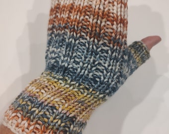 Fingerless mitts in a colorful, soft, easy-care acrylic for adults to teens