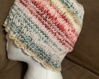 Hand-knit beanie hat, adult hat, teen hat, easy care
