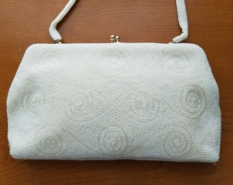 White Beaded Handbag Vintage