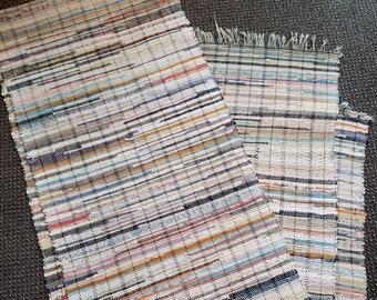 Antique Runner Rug - Handmade Rag Runner 18" wide x 12' long; Primary colors are Brown, Beige, Gold, Rust, Black