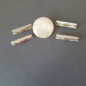 Antique Mother of Pearl Collar Pin Set