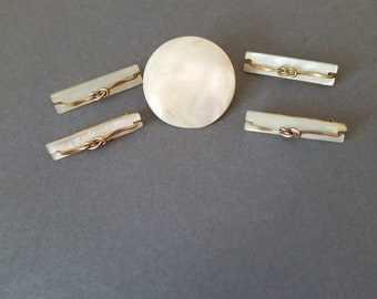 Antique Mother of Pearl Collar Pin Set