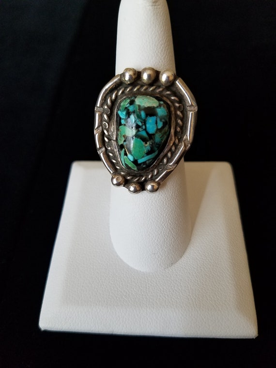 Turquoise Spiderweb Ring