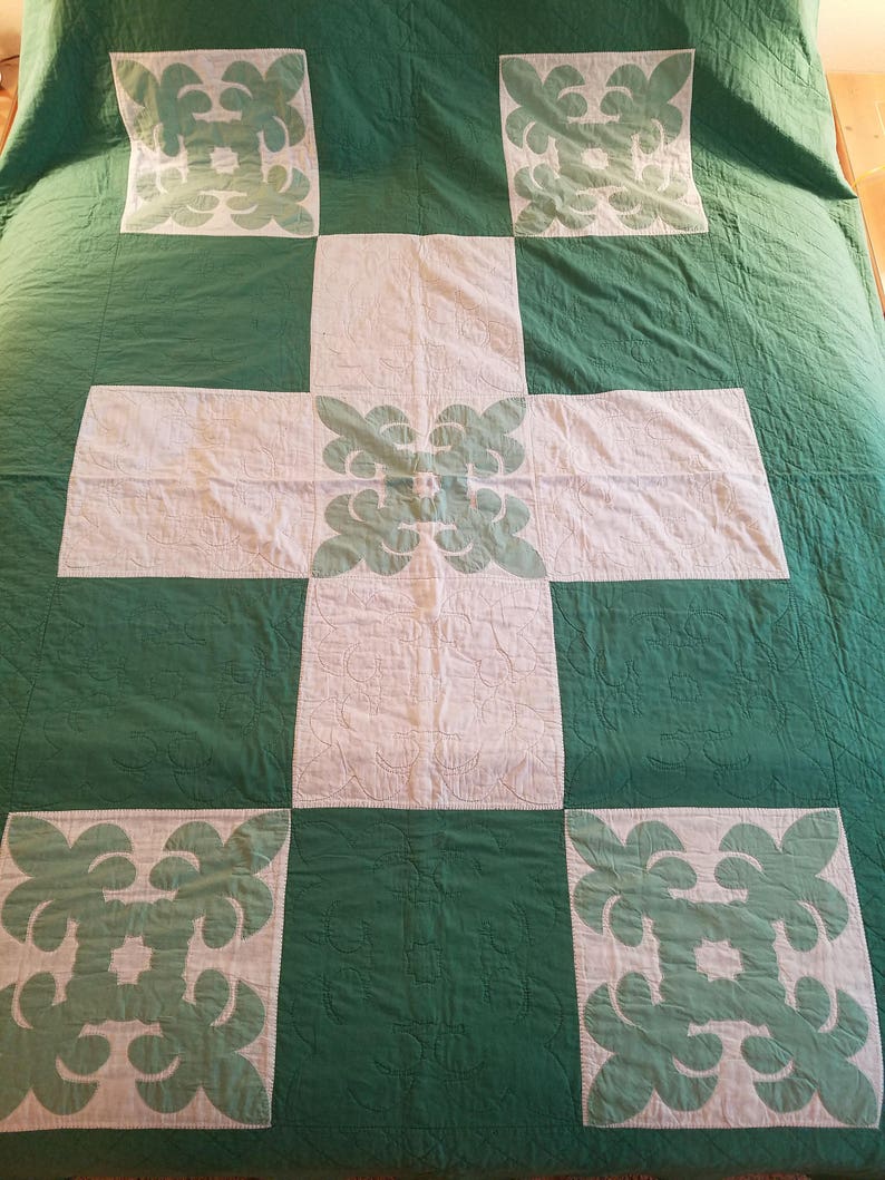 Couverture De Lit Matelassé Fleur Di Lis Vintage à La Main En 6