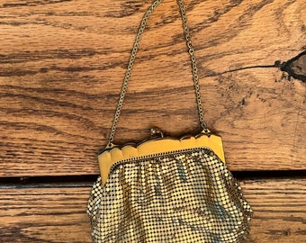 Vintage Whiting and Davis Gold Mesh Coin Purse #2865/Vintage Gold Mesh Purse