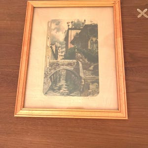 Vintage Rudolph Voit Venice Etching: Framed Intaglio Reproduction
