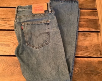 Vintage Levi’s 501-0193 Denim Blue Jeans Button Fly Size 31 x 30/Vintage Levi’s 501 Denim Blue Jeans/Levis 501 Straight Leg Jeans