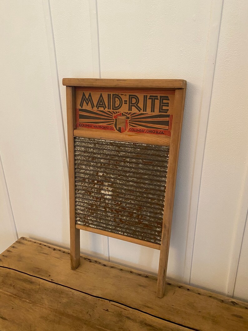 Vintage Maid Rite Family Size No.2072 Washboard/Farmhouse Decor/Laundry Room Decor/Columbus Washboard Co. image 3