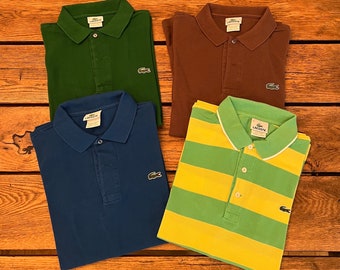 Vintage Lacoste Polo Shirts, Long Sleeve Polo Shirts Size Medium, Size 4/Vintage Polo Shirts