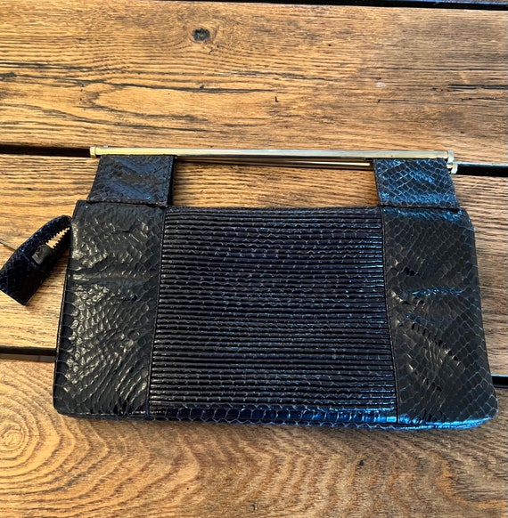 Vintage Susan Gail Snakeskin Clutch Purse with Go… - image 4