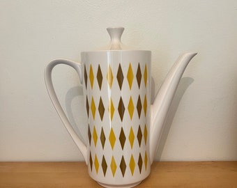 Vintage Mikasa Cera Stone Safari Tea Pot: Diamond Pattern