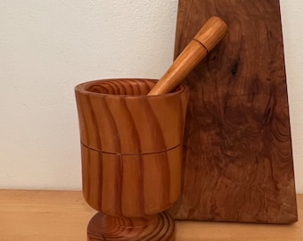 Wooden Mortar & Pestle Made in Portugal/Vintage Wood Mortar and Pestle for Kitchen