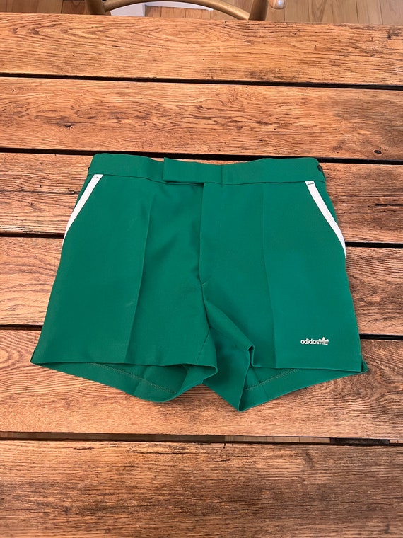 Vintage 1980’s, 1970’s Tennis Shorts, Green and Wh