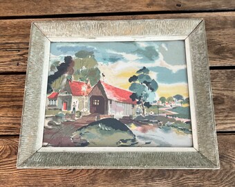 Vintage Joe Gavan Watercolor Painting/Vintage Joe Gavan Bridge Watercolor