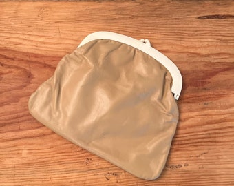 Vintage Clutch Purse/Vintage Tan Clutch Purse/Retro Clutch Purse