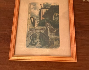 Genuine Reproduction Intaglio Etching by Rudolph Voit Titled Venice/Signed Etching by Rudolph Voit/Vintage Venice Etching