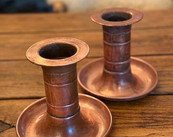 Candelabros franceses antiguos de cobre/Juego de 2 candelabros de cobre/Cobre francés