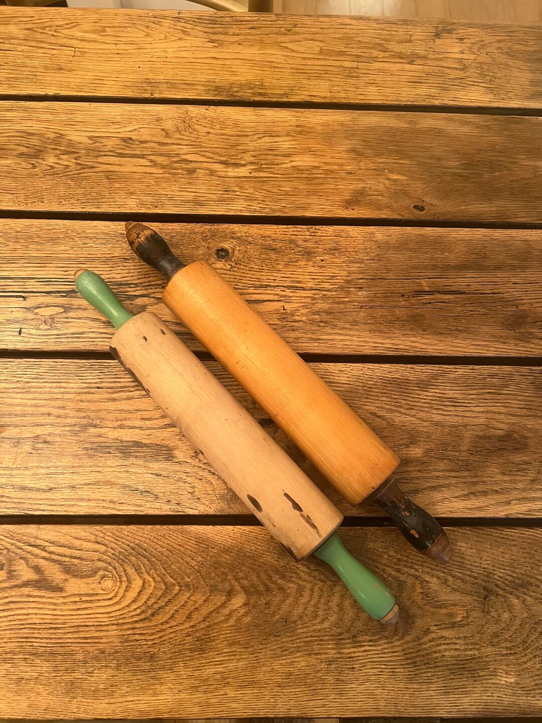 Vintage Green Handle Rolling Pin/black Handle Rolling Pin/vintage