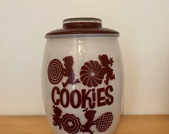 Vintage Bartlett Collins Brown and White Cookie Jar/Vintage Kitchen Decor/Cookie Jar Canister/Retro Kitchen
