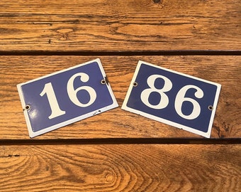 Antique French Blue Enamel Porcelain House Number, Door Number/Vintage French Porcelain House Number Sign